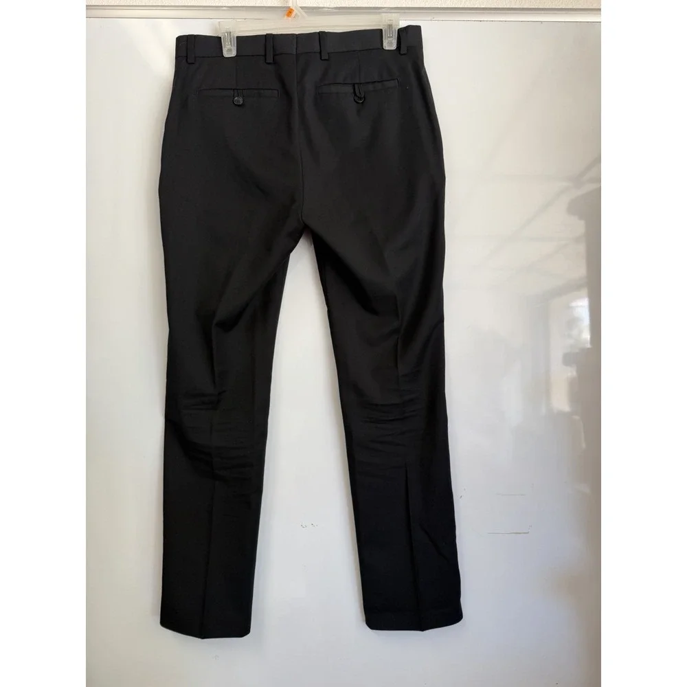 Men's Navy Blue Dress Trousers Slim Fit Flat Front Tailored Pants Size 31/30
